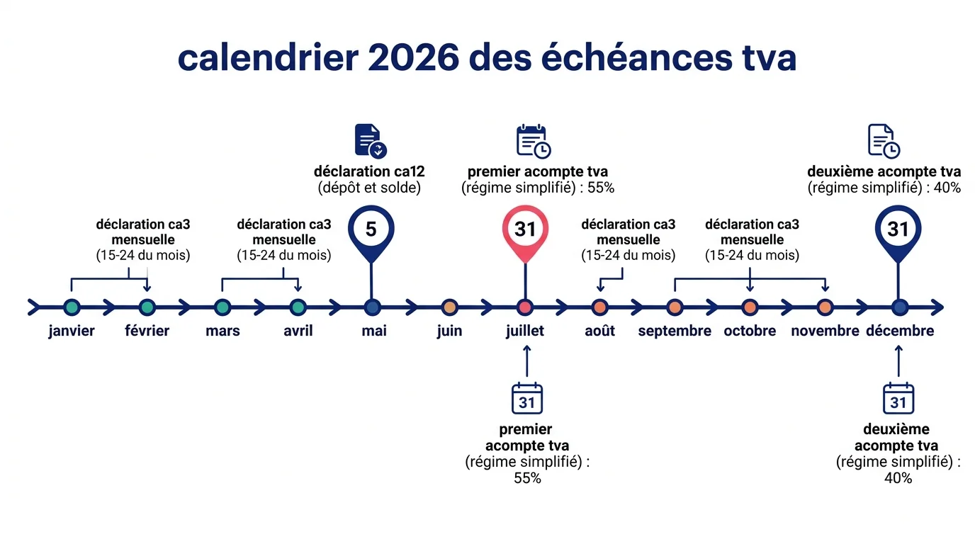 Calendrier 2026 des échéances TVA