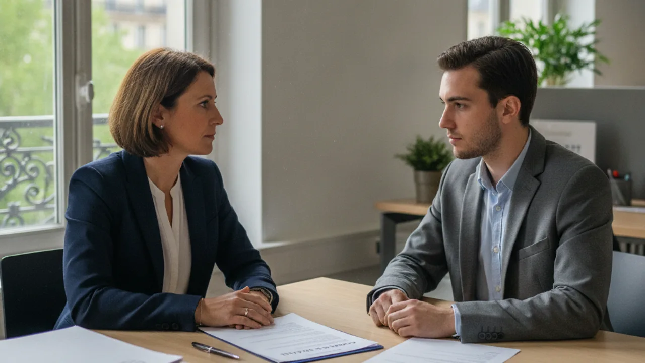Entretien entre un responsable RH et un salarié pendant la période d'essai