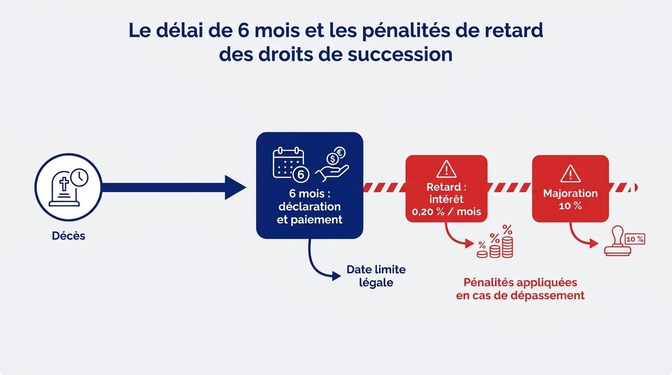 Le delai de 6 mois et les penalites de retard des droits de succession