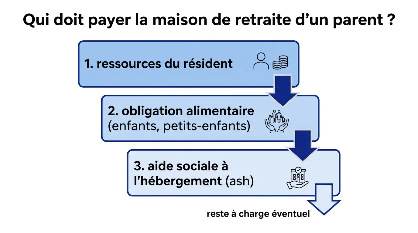 L'ordre de financement: ressources du résident, obligation alimentaire, puis ASH