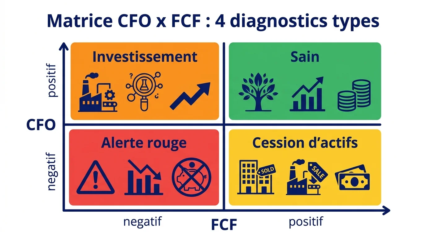 Matrice CFO x FCF : 4 diagnostics types