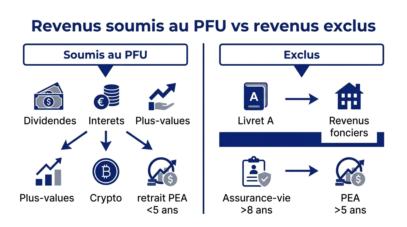 Revenus soumis au PFU vs revenus exclus