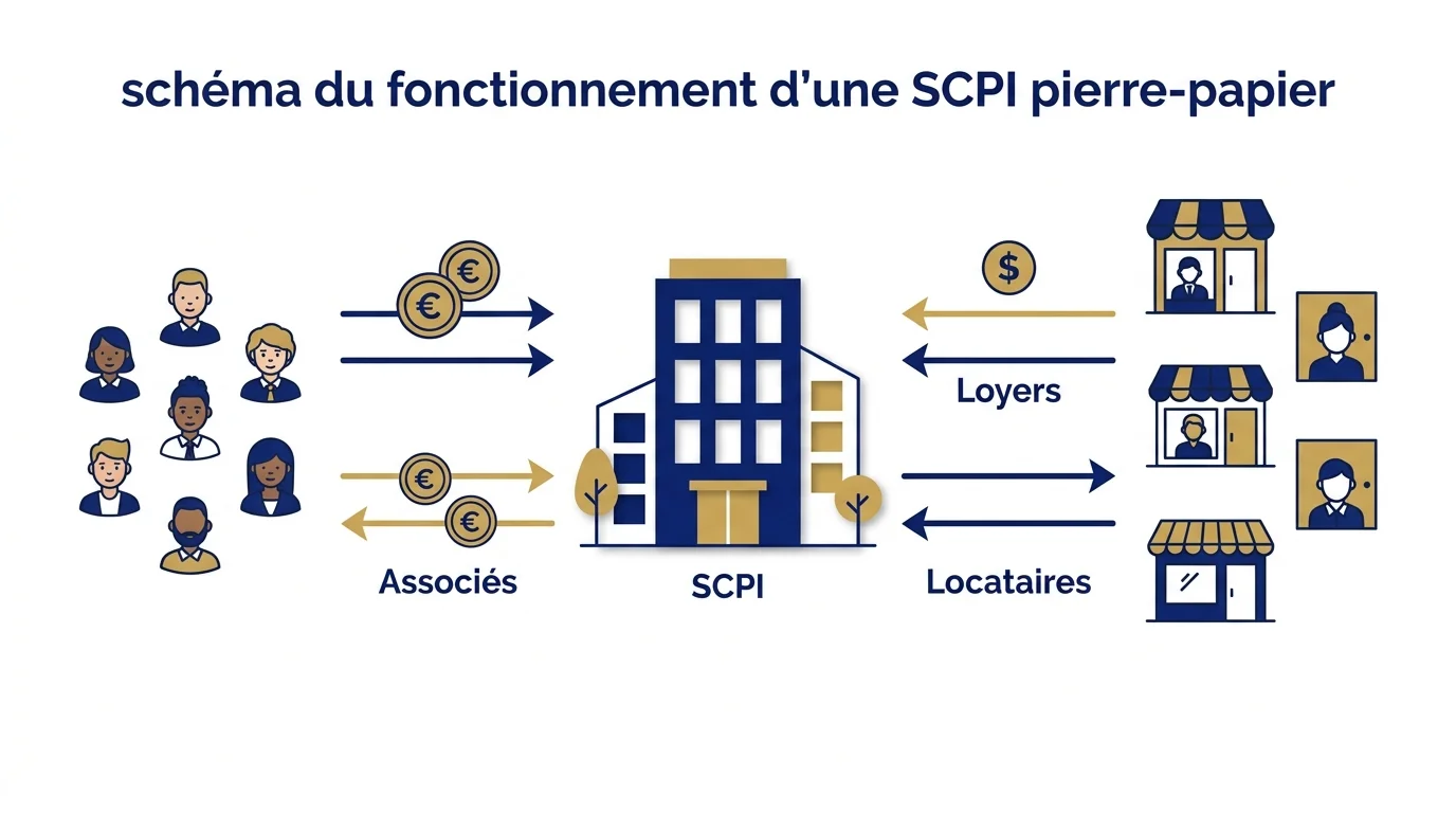 Schéma du fonctionnement d'une SCPI pierre-papier