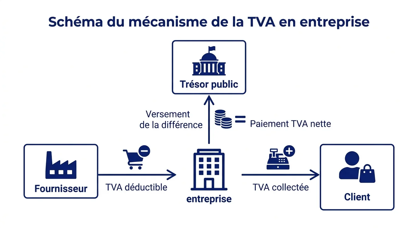 Schéma du mécanisme de la TVA en entreprise