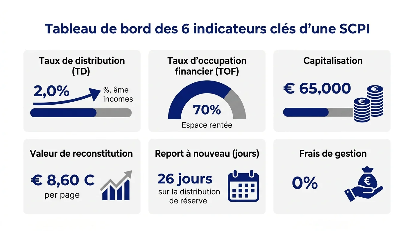 Tableau de bord des 6 indicateurs clés d'une SCPI