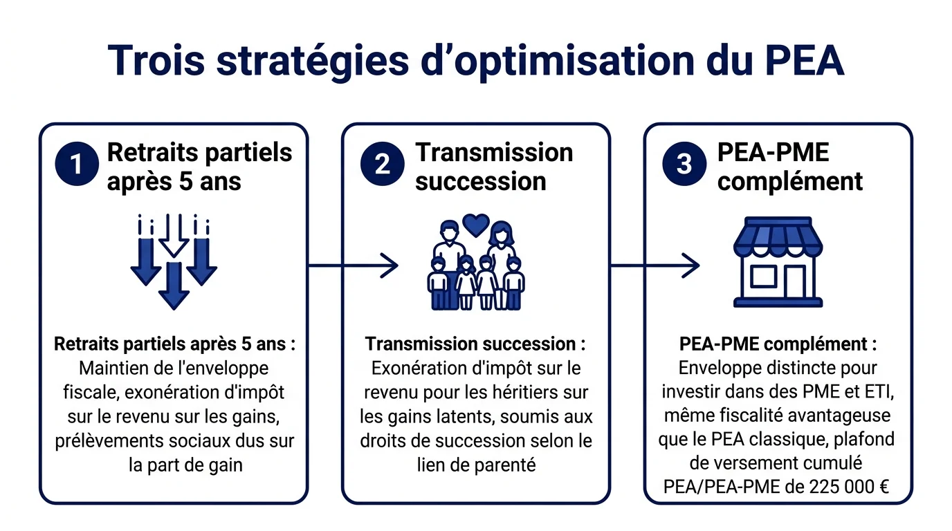 Trois stratégies d'optimisation du PEA