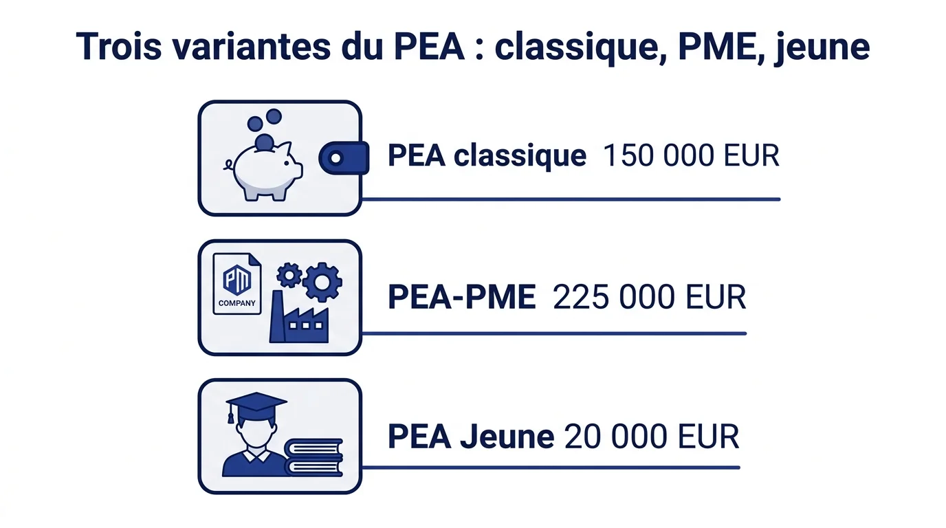 Trois variantes du PEA : classique, PME, jeune