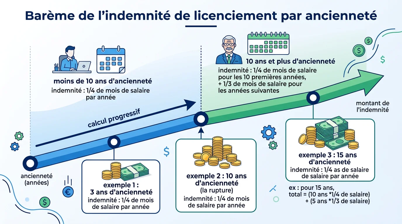 Barème de l'indemnité de licenciement par ancienneté