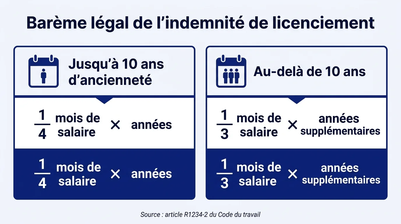 Barème légal du calcul de l'indemnité de licenciement