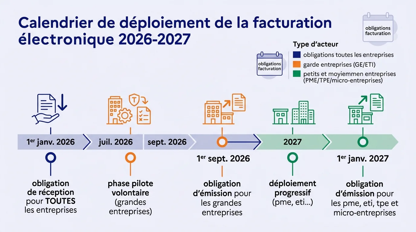 Calendrier de déploiement de la facturation électronique 2026-2027