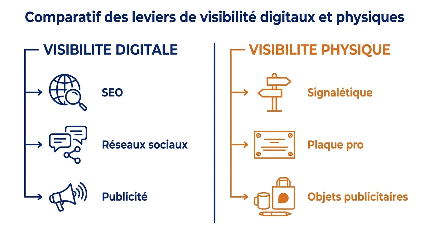 Comparatif des leviers de visibilité digitaux et physiques