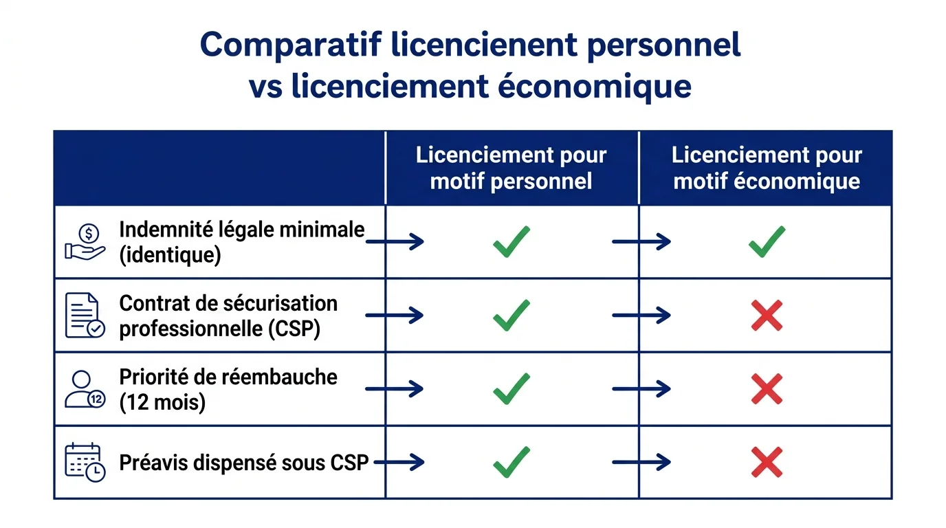 Comparatif licenciement personnel vs licenciement économique