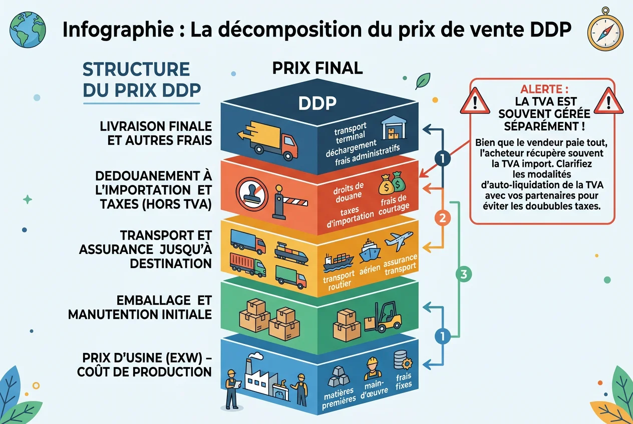 Infographie : La décomposition du prix de vente DDP