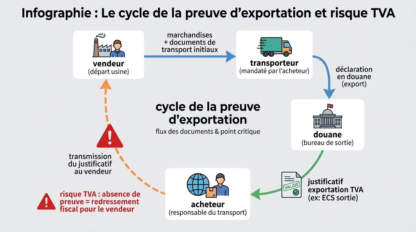 Infographie : Le cycle de la preuve d'exportation et risque TVA