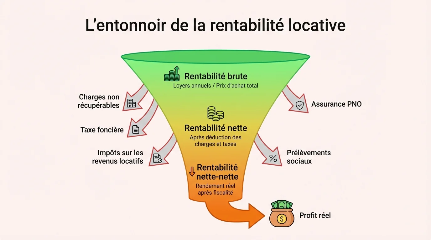L'entonnoir de la rentabilité locative
