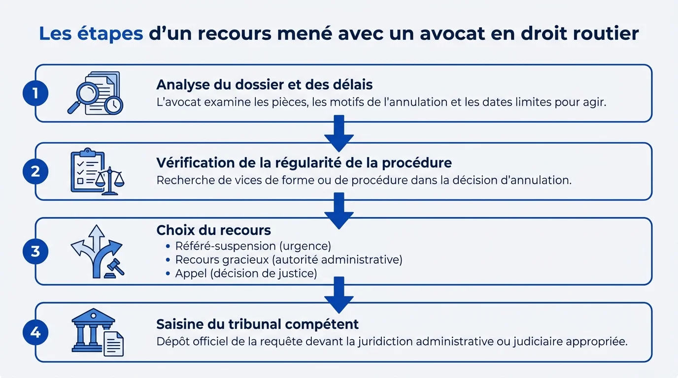 Les étapes d'un recours mené avec un avocat en droit routier