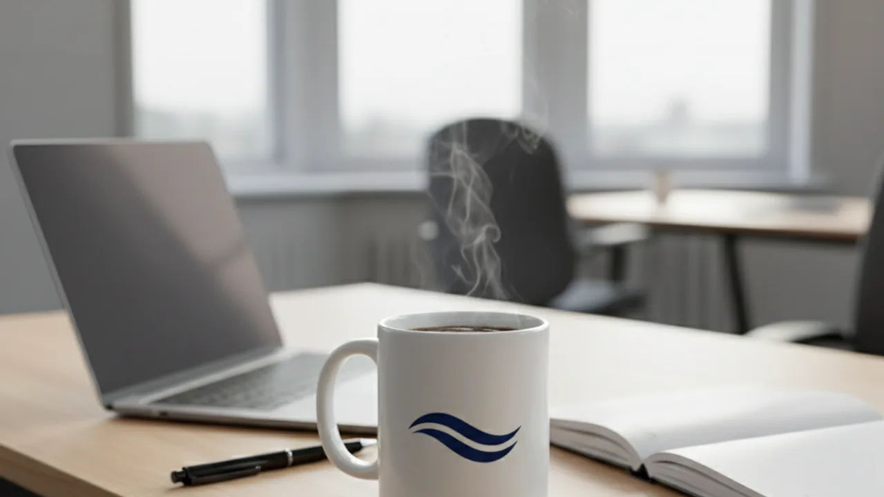 Mug publicitaire avec logo sur un bureau professionnel moderne