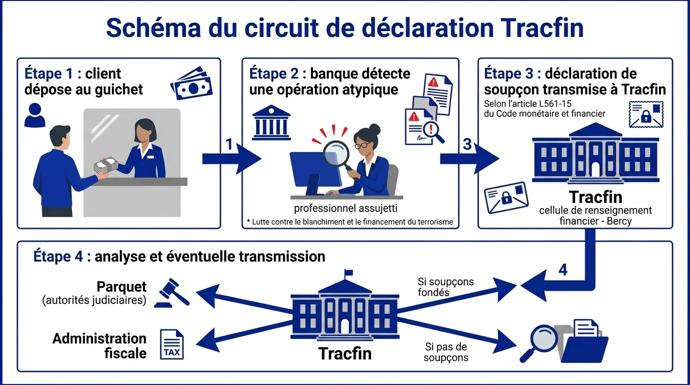 Schéma du circuit de déclaration Tracfin