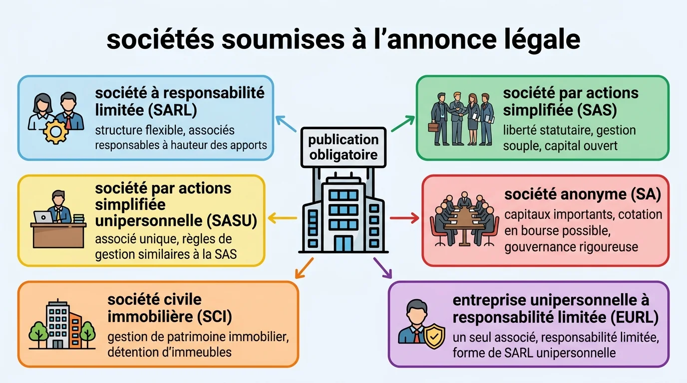 Sociétés soumises à l'annonce légale